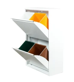 Mobileco 4 secchi 18 litri lamiera bianca, 60x93x25 cm