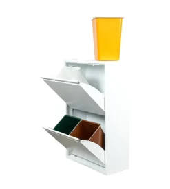 Mobileco 4 secchi 18 litri lamiera bianca, 60x93x25 cm