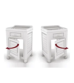 Mobiletto lavatoio bama "artù" in polipropilene bianco 60x51x89 cm