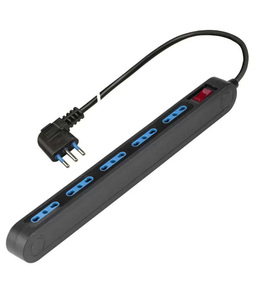 Multipresa con 5 usc. 10/16a 2p+t, 2 usc. 10-16a