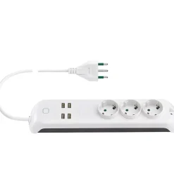 Multipresa smart wifi, compatibile con alexa e google home, 3 uscite schuko, 4 usb a, spina 16a, controllo vocale o remoto con app view - vimar