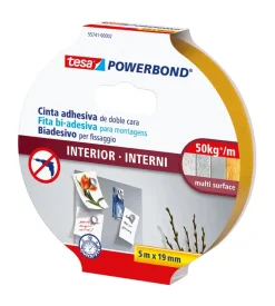 Nastro biadesivo per interni "extra strong", 5 mt x 19 mm - tesa