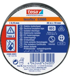 Nastro isolante elettrico in pvc nero, 19 mm x 20 mt - tesa