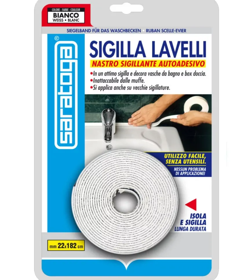Nastro sigillante autoadesivo per lavelli.