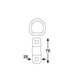 Occhiello a "d" 25 x 70 mm. tenuta 250 kg. con staffa di ancoraggio