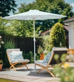 Ombrellone da giardino rotondo con doppio tetto eurogarden ecrù 270x270 cm