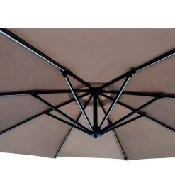 Ombrellone da giardino rotondo con braccio laterale eurogarden con illuminazione led effetto legno taupe 3x3 m