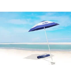 Ombrellone da spiaggia brunner "onda parsol" in poliestere bianco e blu, diametro 200 cm