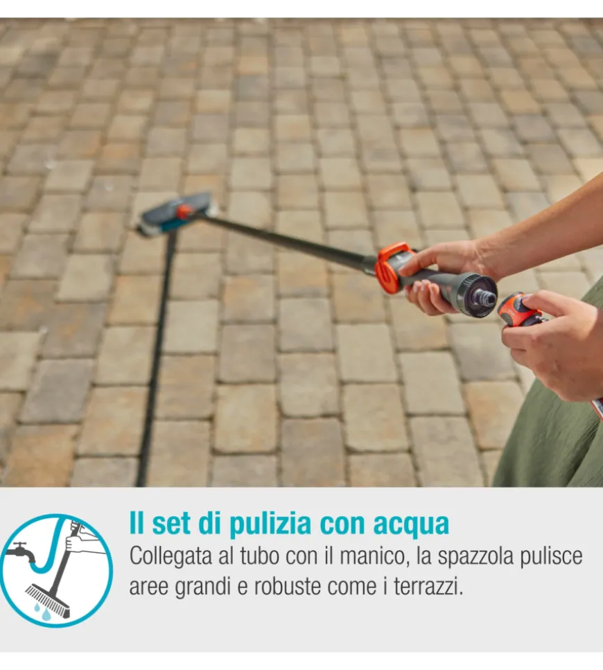 Outlet - usato per prova - set manico per pulizia gardena "cleansystem hard" per superfici resistenti