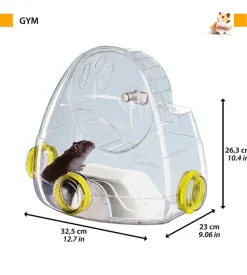 Palestra modulo abitativo con ruota per criceti e piccoli roditori - 32,3x23x26,3 cm