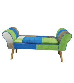 Panca bellahome "patch" in tessuto multicolore, 100x54x35 cm