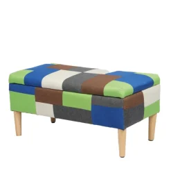 Panca contenitore bellahome "patch" in tessuto multicolore, 40x40x80 cm