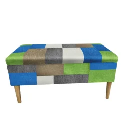 Panca contenitore bellahome "patch" in tessuto multicolore, 40x40x80 cm
