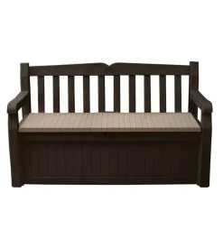 Panchina cassapanca keter "eden storage bench" in resina marrone, 140x60x84 cm