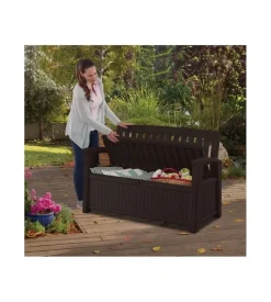 Panchina cassapanca keter "patio storage bench" in resina grafite 132x61,2x89 cm