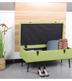 Panchina contenitore bellahome "lisa" in tessuto verde, 102x44x40 cm