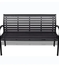 Panchina da esterno con braccioli eurogarden in metallo effetto legno antracite 125x60x80 cm