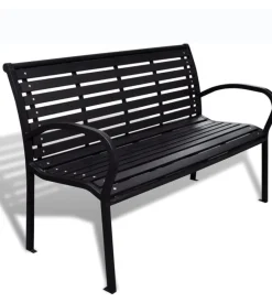 Panchina da esterno con braccioli eurogarden in metallo effetto legno antracite 125x60x80 cm