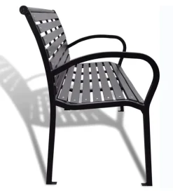 Panchina da esterno con braccioli eurogarden in metallo effetto legno antracite 125x60x80 cm