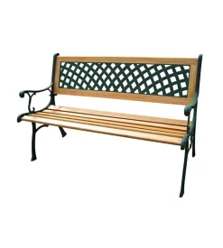 Panchina da esterno essenza "rombo" in ghisa, legno e abs 125x52x74 cm