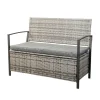 Panchina da esterno eurogarden "maia" in metallo e pe rattan con contenitore e cuscino grigio, 118x58x87 cm