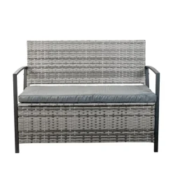 Panchina da esterno eurogarden "maia" in metallo e pe rattan con contenitore e cuscino grigio, 118x58x87 cm
