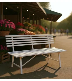 Panchina da esterno solaria "gallipoli" in ferro avorio 3 posti 150x57x76 cm