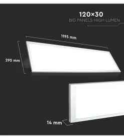 Pannello led rettangolare 29 w 4000 k 3960 lm con driver incluso, 1195x295x12,5 mm