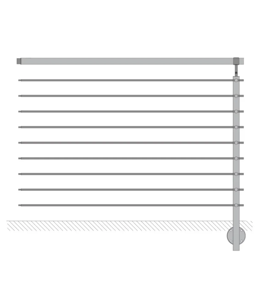 Parapetto modulare certificato in acciaio inox aisi 304 con fissaggio a parete, 150 cm- kit intermedio b2