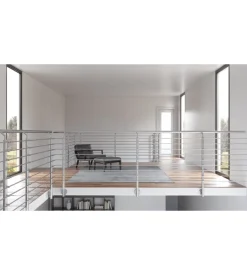 Parapetto modulare certificato in acciaio inox aisi 304 con fissaggio a parete, 150 cm- kit intermedio b2