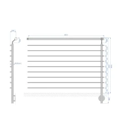 Parapetto modulare certificato in acciaio inox aisi 304 con fissaggio a parete, 150 cm- kit intermedio b2