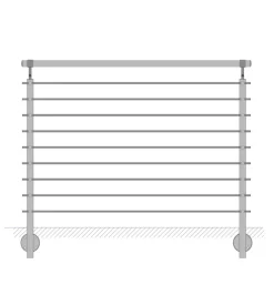 Parapetto modulare certificato in acciaio inox aisi 304 con fissaggio a parete, 150 cm- kit completo b1