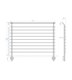 Parapetto modulare certificato in acciaio inox aisi 304 con fissaggio a parete, 150 cm- kit completo b1