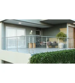 Parapetto modulare certificato in acciaio inox aisi 304 con fissaggio a pavimento, 150 cm - kit intermedio a2.