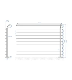 Parapetto modulare certificato in acciaio inox aisi 304 con fissaggio a pavimento, 150 cm - kit intermedio a2.