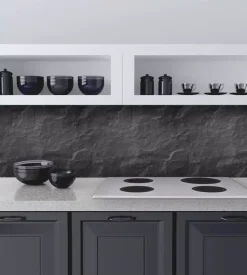 Paraschizzi adesivo da cucina fantasia "pietra nera", 190x60 cm