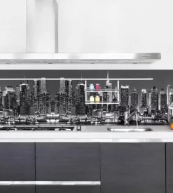 Paraschizzi adesivo da cucina fantasia "skyline", 190x60 cm