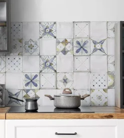 Paraschizzi adesivo da cucina fantasia "provence tiles", 300x60 cm