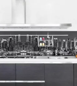 Paraschizzi adesivo da cucina fantasia "skyline", 260x60 cm