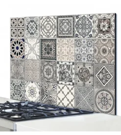 Paraschizzi in alluminio azulejos grigie, 48x72 cm