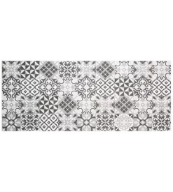 Passatoia in vinile "runner" fantasia "piastrelle grigie", 120x50 cm