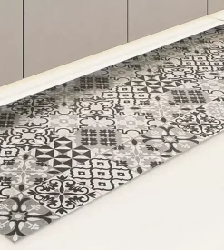 Passatoia in vinile "runner" fantasia "piastrelle grigie", 120x50 cm