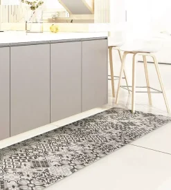 Passatoia in vinile "runner" fantasia "piastrelle grigie", 180x50 cm