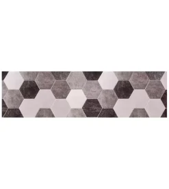 Passatoia in vinile "runner" fantasia "esagoni grigi", 180x50 cm