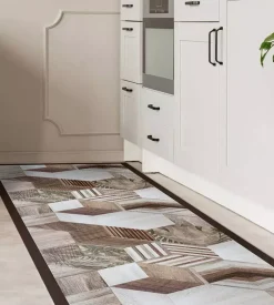 Passatoia in vinile "runner" fantasia "wood tropical hexagons", 120x50 cm