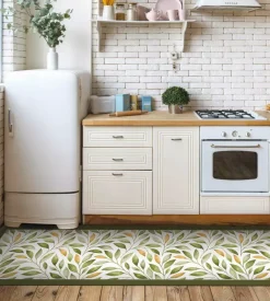 Passatoia in vinile "runner" fantasia "emerald ramage", 240x50 cm