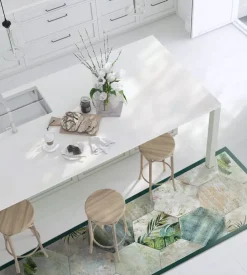 Passatoia in vinile "runner" fantasia "tropical composition", 180x50 cm