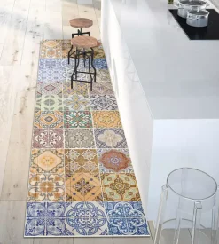 Passatoia in vinile "runner" fantasia "spring tile carpet", 120x50 cm