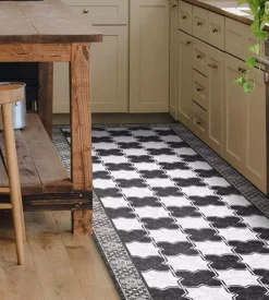 Passatoia in vinile "runner" fantasia "marble chess", 120x50 cm