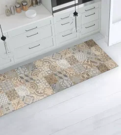 Passatoia in vinile "runner" fantasia "cementine arancioni", 240x50 cm